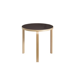 Aalto Table round 90B, Black Linoleum